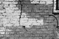 Grunge Grey Brick Wall Color Paint. Cracked Old Wall With Smear Royalty Free Stock Photo