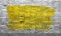 Grunge grey brick wall with yellow color
