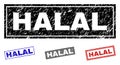 Grunge HALAL Textured Rectangle Stamps