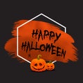 Grunge Halloween background with pumpkins and hanging spider