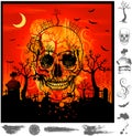 Grunge halloween skull