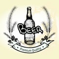 Grunge hand drawn beer bottle label, malt and badge with texts ' Royalty Free Stock Photo