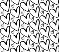 Grunge hand drawn hearts seamless pattern. Textured black ink paintbrush heart shapes vector background. Romantic cute simple Royalty Free Stock Photo