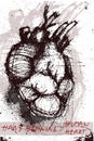 Grunge hand-drawn human heart