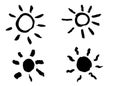 Grunge hand drawn sun. Vector, isolated. Royalty Free Stock Photo