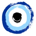 Grunge hand drawn Turkish evil eye. Mandala greek evil eye. Symbol of protection in Turkey, Greese, Cyprus. Blue Turkish Fatima`s