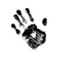 Grunge handprint in black ink. Vector Icon human palm isolated on white background. Abstract symbol Royalty Free Stock Photo