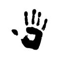 Grunge handprint in black ink. Vector Icon human palm isolated on white background. Abstract symbol