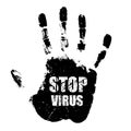 Grunge handprint with stop virus text