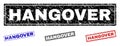Grunge HANGOVER Scratched Rectangle Stamps Royalty Free Stock Photo