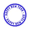 Grunge HAPPY NEW YEAR Scratched Round Rosette Stamp Seal