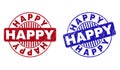 Grunge HAPPY Scratched Round Stamp Seals
