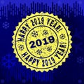 Grunge HAPPY 2019 YEAR! Stamp Seal on Winter Background