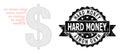 Grunge Hard Money Ribbon Seal and Mesh 2D American Dollar