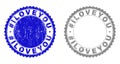 Grunge Hashtag ILOVEYOU Textured Stamp Seals