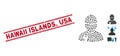 Grunge Hawaii Islands, USA Line Seal and Collage Worker Icon Royalty Free Stock Photo