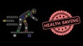 Grunge Health Saving Stamp and Mesh Scate Roller Man with Light Spots