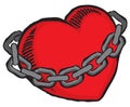 Grunge Valentine`s heart bound by chains