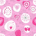 TRENDY LOVE HAND DRAW SEAMLESS VECTOR PATTERN. DIVERSE SYMBOL HEART GRUNGE ART TEXTURE. VALENTINES DAY BACKGROUND Royalty Free Stock Photo