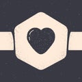 Grunge Heart icon isolated on grey background. Romantic symbol linked, join, passion and wedding. Valentine day symbol