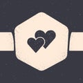 Grunge Heart icon isolated on grey background. Romantic symbol linked, join, passion and wedding. Valentine day symbol