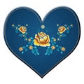 Jeans Heart with Rose Embroidery Royalty Free Stock Photo