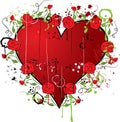 Grunge heart with a rose, vector Royalty Free Stock Photo