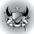 Grunge heraldry shield with lion