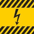 Grunge high voltage sign background. Vector illustrator.