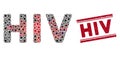 Grunge HIV Red Stamp Seal and Coronavirus Mosaic Text Royalty Free Stock Photo
