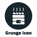 Grunge Hot sauna stones icon isolated on white background. Spa resort recreation, bathhouse relaxation. Hot stones on