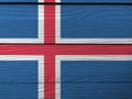 Grunge Iceland Flag Texture, Blue Sky With A Snow-white Cross, And A Fiery-red Cross Inside The White.