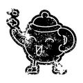 grunge icon drawing of a blue tea pot Royalty Free Stock Photo