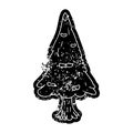 grunge icon drawing single snow covered tree