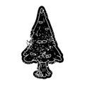 grunge icon drawing single snow covered tree Royalty Free Stock Photo