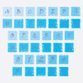 Grunge icons with letters of the alphabet and numbers Royalty Free Stock Photo