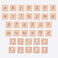Grunge icons with letters of the alphabet and numbers Royalty Free Stock Photo