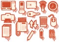 Grunge icons of red symbols Royalty Free Stock Photo