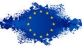 European Union Concept Grunge Flag. Blue Blot On White Background