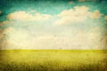 Grunge image of green field Royalty Free Stock Photo