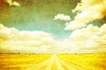 Grunge image of highway and blue sky Royalty Free Stock Photo