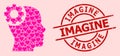 Rubber Imagine Seal and Pink Heart Brain Gear Collage Royalty Free Stock Photo