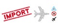 Grunge Import Line Stamp with Collage Aircraft Icon