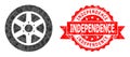 Grunge Independence Stamp Seal and Car Wheel Low-Poly Mocaic Icon