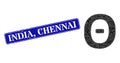 Grunge India, Chennai Watermark and Theta Greek Symbol Lowpoly Icon