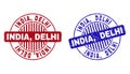 Grunge INDIA, DELHI Scratched Round Watermarks