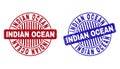 Grunge INDIAN OCEAN Textured Round Stamp Seals