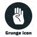 Grunge Indian symbol hand icon isolated on white background. Monochrome vintage drawing. Vector