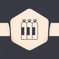 Grunge Industrial gas cylinder tank for all inert and mixed inert gases icon isolated on grey background. Monochrome