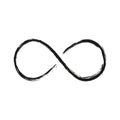 Grunge infinity symbol. Hand painted with black paint. Grunge brush stroke. Modern eternity icon. Graphic design element. Infinite